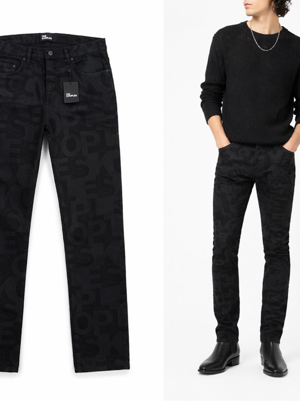 The Kooples Logo Print Black Jeans Size 30 Slim